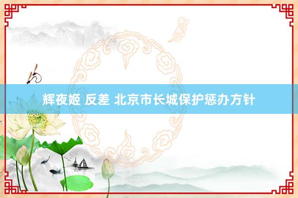 辉夜姬 反差 北京市长城保护惩办方针