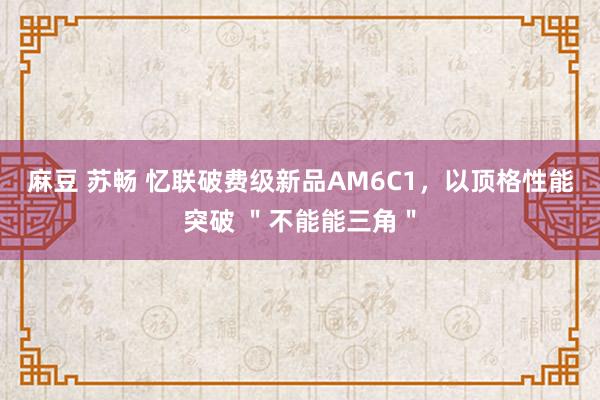 麻豆 苏畅 忆联破费级新品AM6C1，以顶格性能突破 ＂不能能三角＂