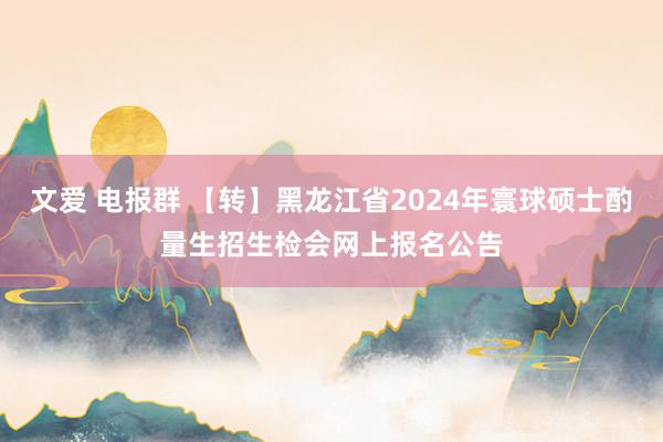 文爱 电报群 【转】黑龙江省2024年寰球硕士酌量生招生检会网上报名公告