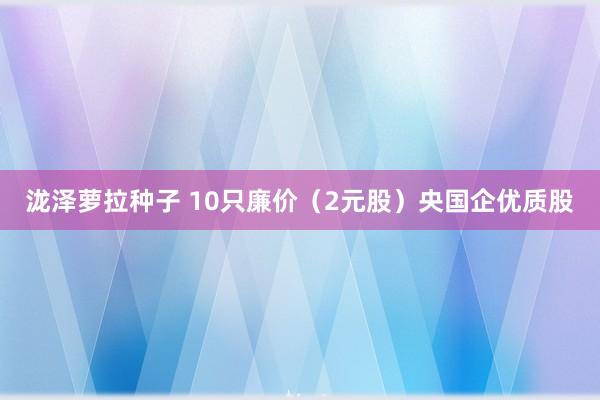 泷泽萝拉种子 10只廉价（2元股）央国企优质股